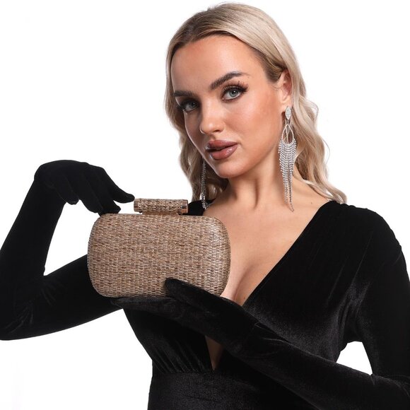 Straw Clutch Purse Women Mini Beach Evening Handbag Cocktail Party Bag - Picture 7 of 8